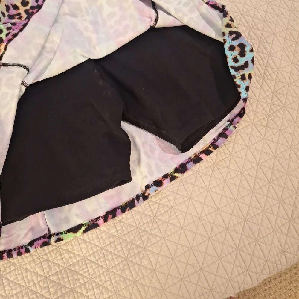 Dona Jo Colorful Leopard Print Active Skort
